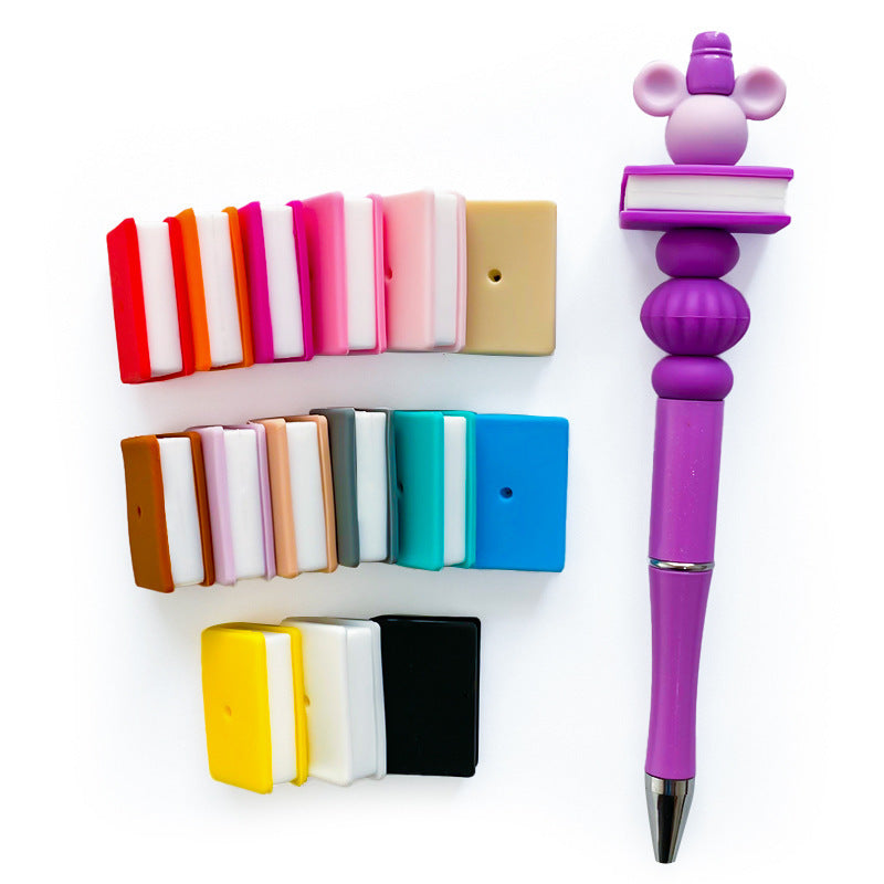 Wholesale 10pcs colorful stacked book rectangular books Focal Beads