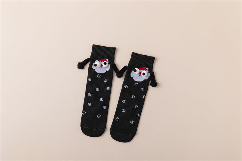 Wholesale Christmas couple warm magnetic mid-length socks