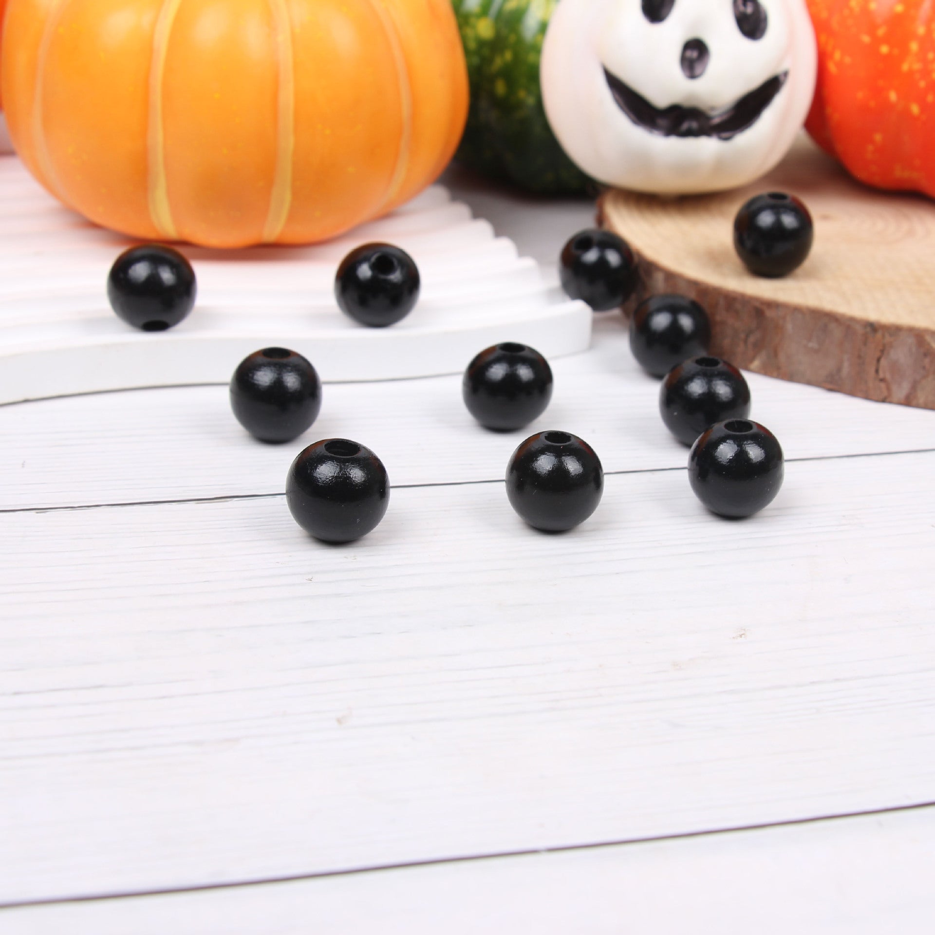 Wholesale 20pcs Halloween Bat Pumpkin Tree Tassel Accessories Wooden Beads