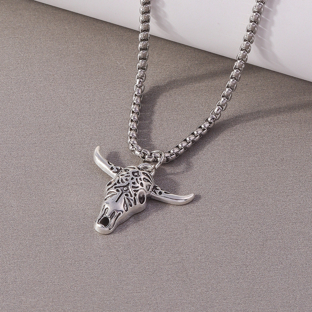 Wholesale Men's Bull Head Elephant Clavicle Necklace