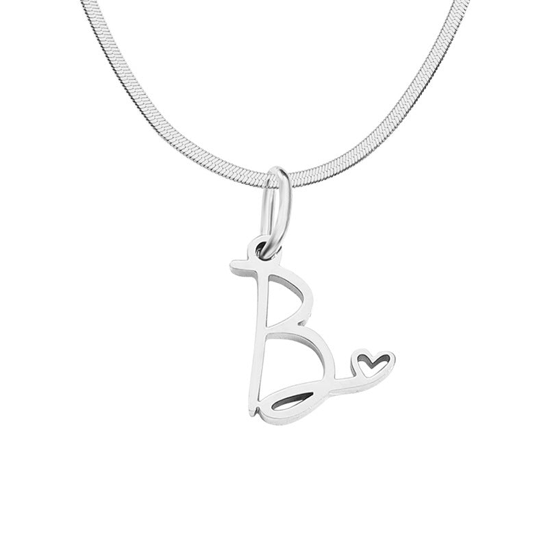 Wholesale Letter Pendant Titanium Steel Short Clavicle Chain