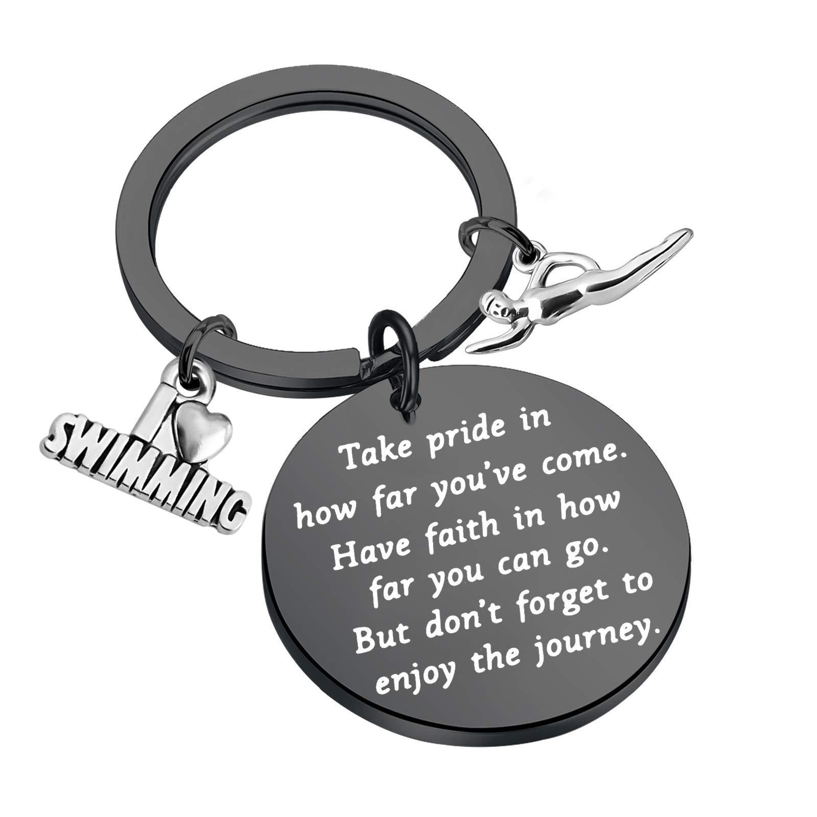 Wholesale Swimming Stainless Steel Keychain Backpack Pendant