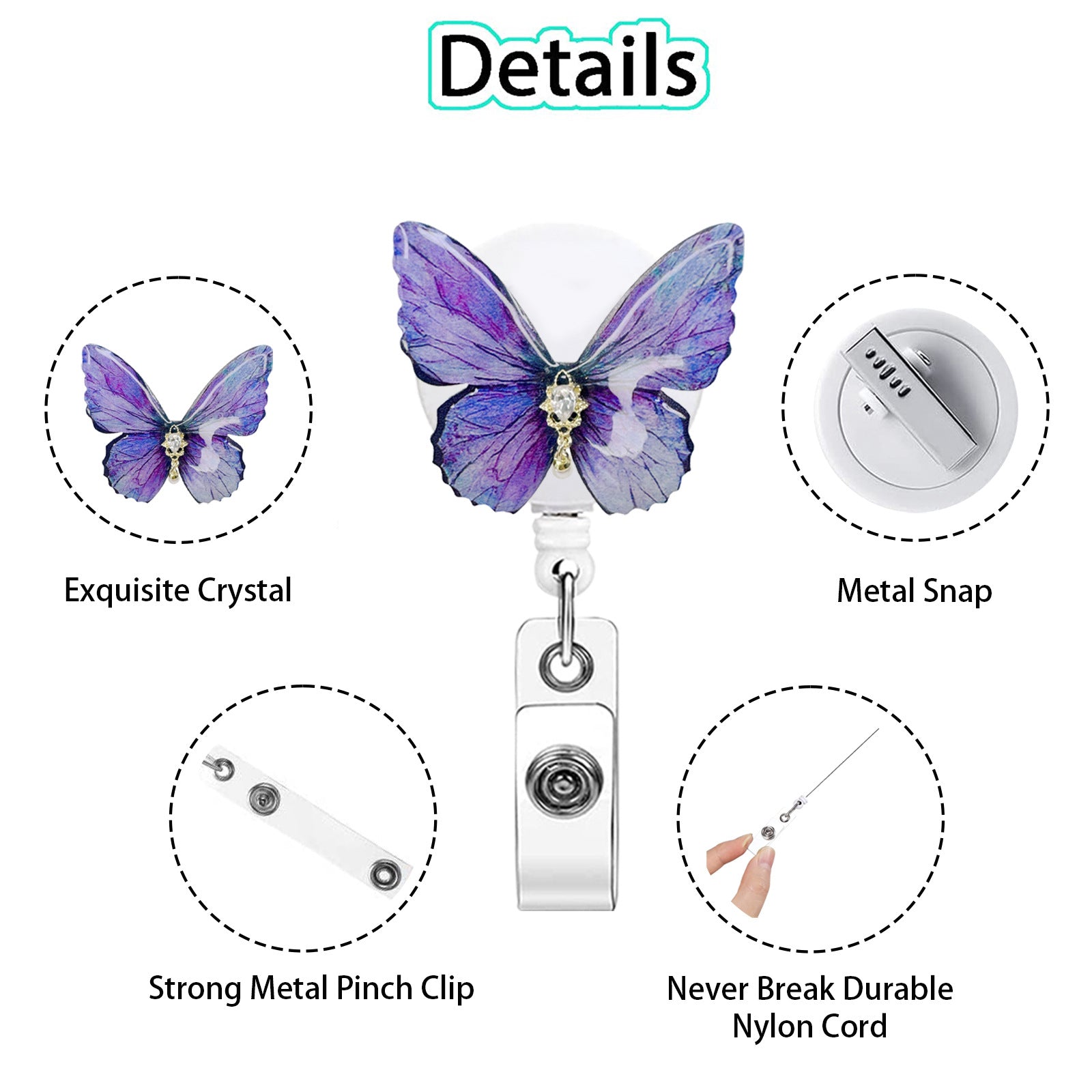 Wholesale Colorful Dancing Butterflies Badge Reels