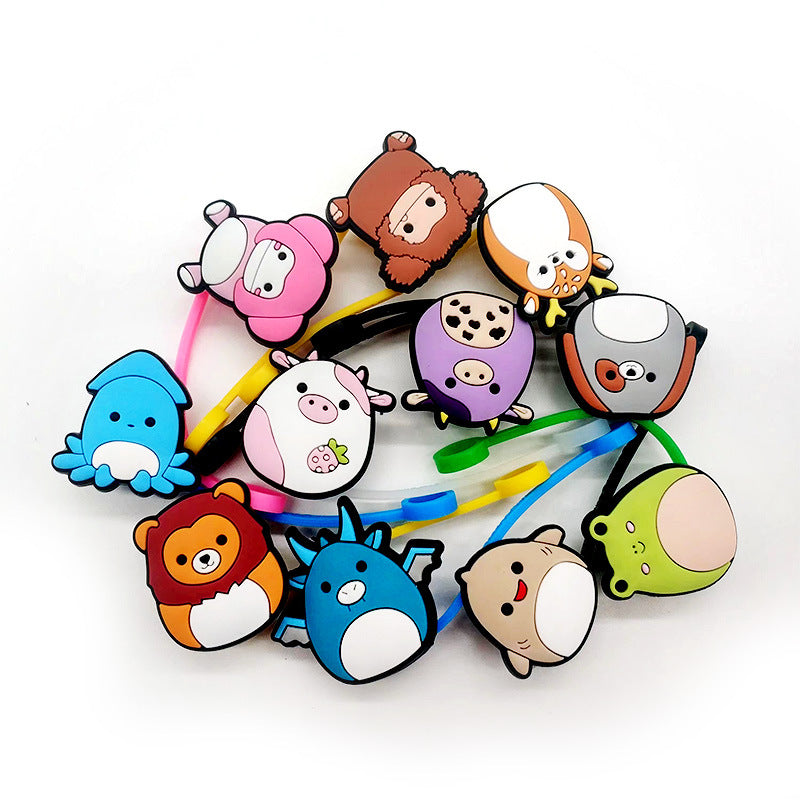 Wholesale of 10pcs Cute Doll Silicone Straw Sets