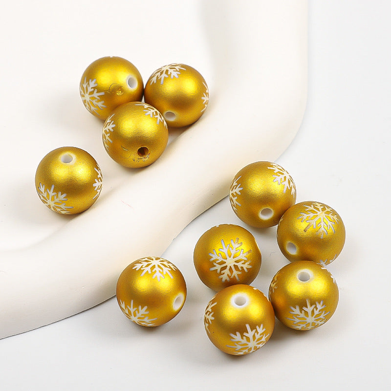 Wholesale Random 100pcs/pack   Acrylic frosted textured paint snowflake Christmas colored Acrylic Beads