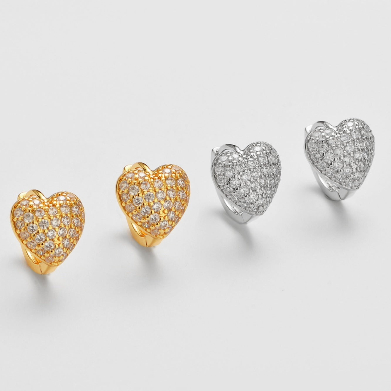 Wholesale  Style Full Diamond Heart Earrings,  Women' s Ear Clips