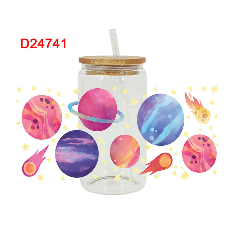 Wholesale Colorful Planet Astronaut Series 16oz Cup UV DTF Wraps