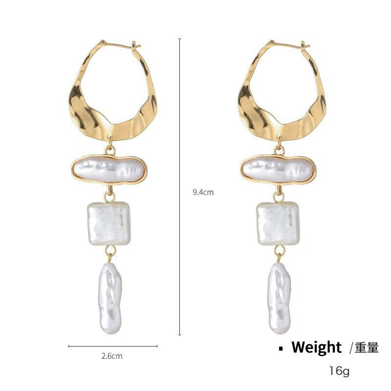 Wholesale Alloy Inlaid Baroque Pearl Earrings