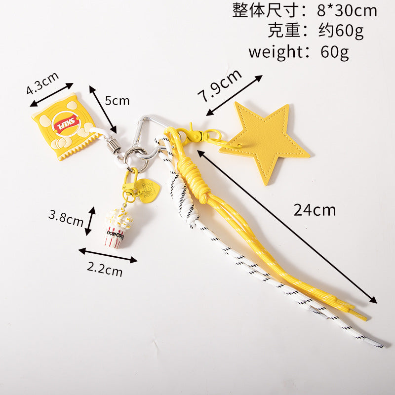 Wholesale Star Popcorn Potato Chips Bag DIY Keychain Pendant