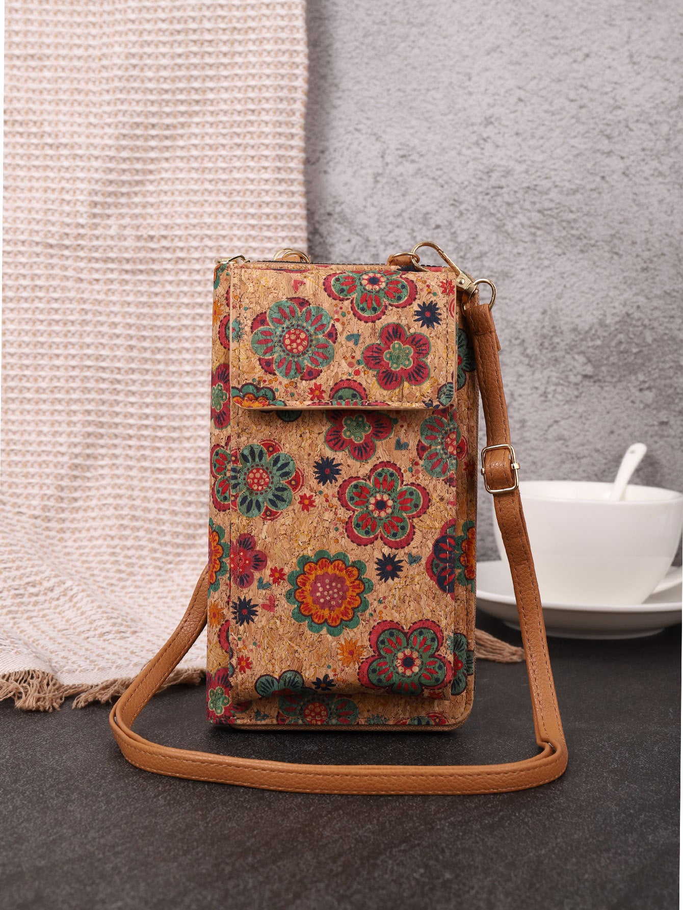 Wholesale Vintage Bohemian Style Wallet, Wood Grain Mobile Phone Bag, Zero PU Wallet