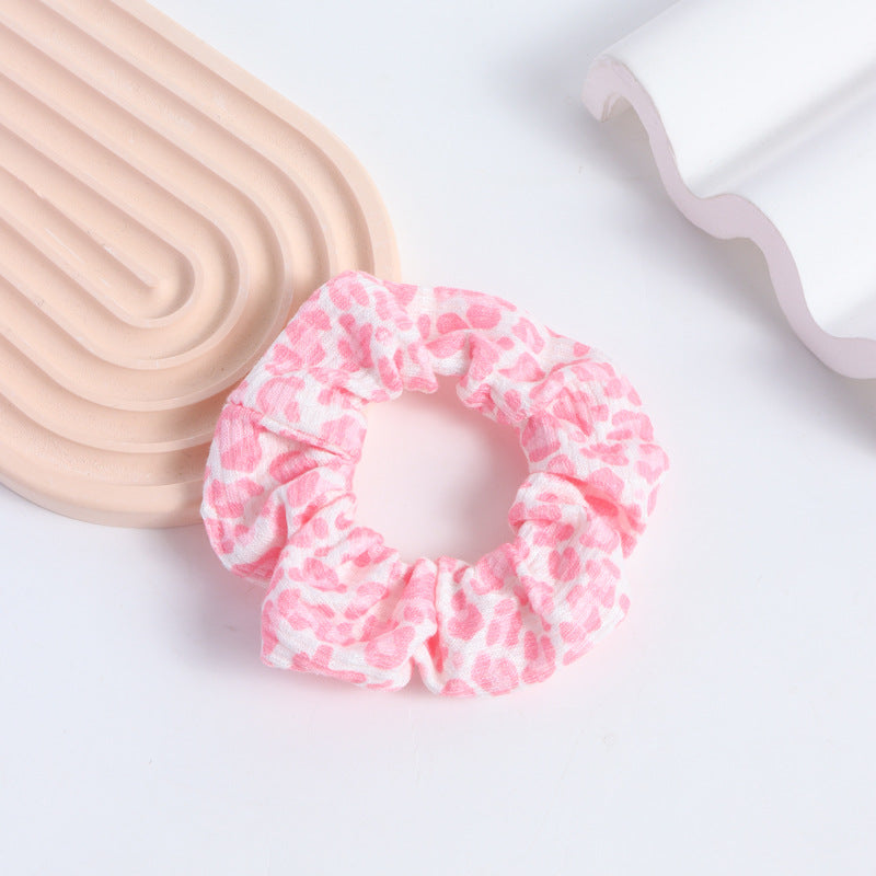 Wholesale 5pcs Pink Love Flower Large Intestine Hair Scrunchies