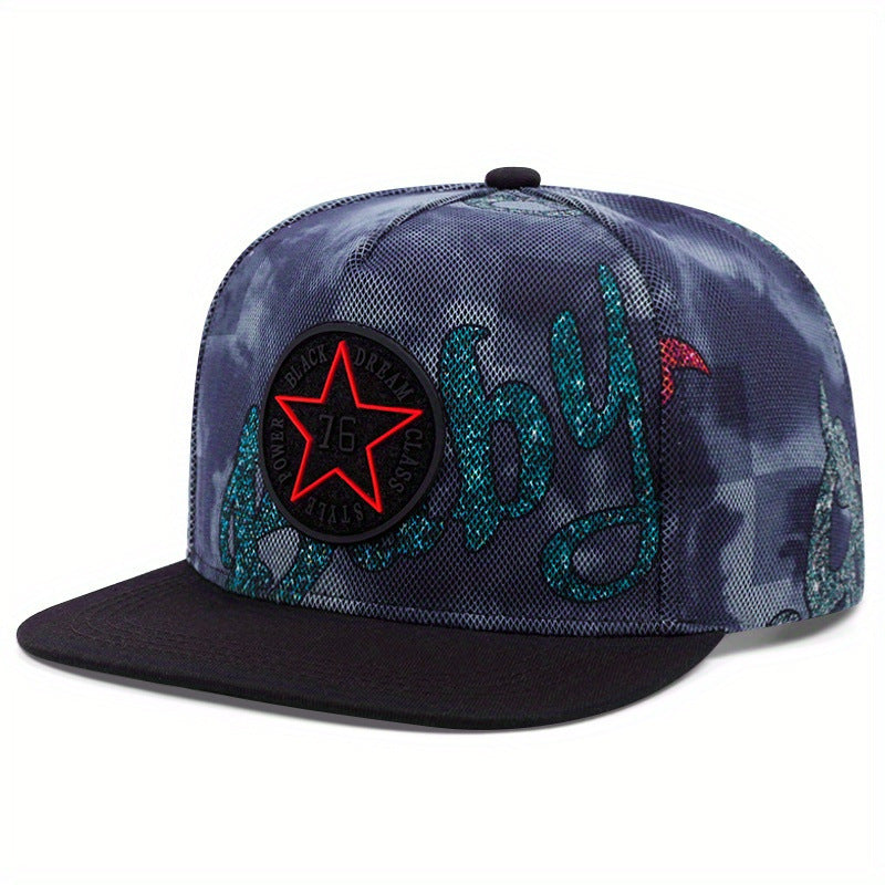 Wholesale Flat Brim Embroidered Camouflage Pattern Star Hip-hop Baseball Cap