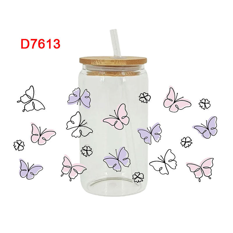 Wholesale Flower Butterfly Cactus 16oz Cup UV DTF Wraps