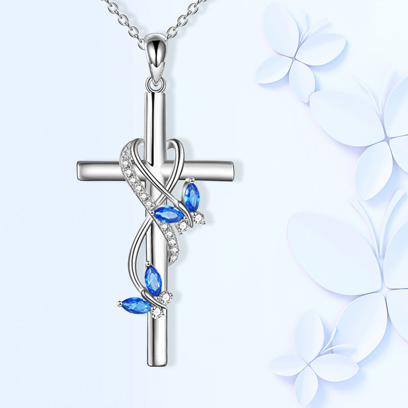 Wholesale  Elegant Butterfly cross pendant necklace