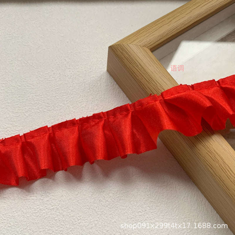 Wholesale 10pcs 2.5cm Satin Pleated Color Lace Baby Clothes Clothing Accessories Handmade Diy Cheering Fan Cartoon Material