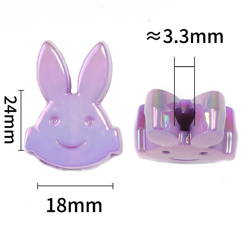 Wholesale 100pcsUV Electroplating Punk Electronic Music Rabbit Beads