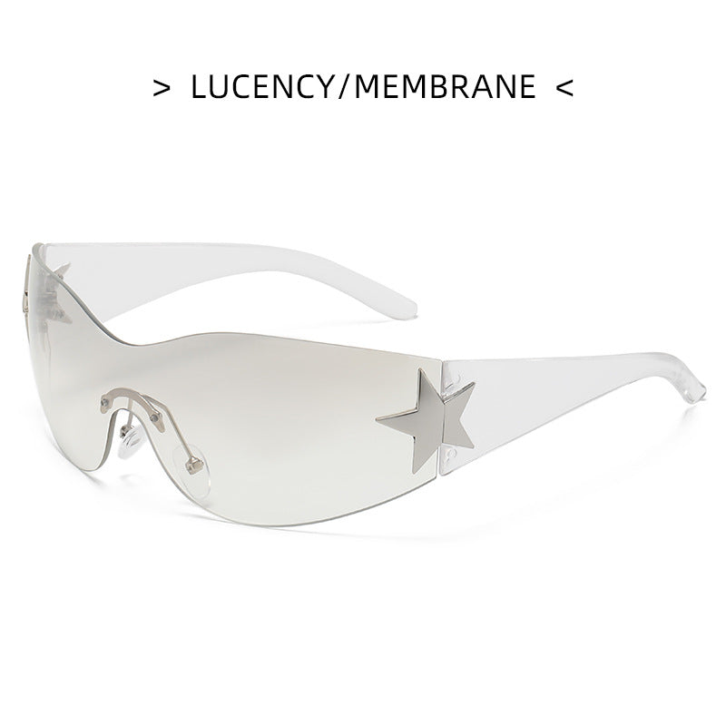 Wholesale PC Y2K Frameless One-piece Five-pointed Star Sunglasses