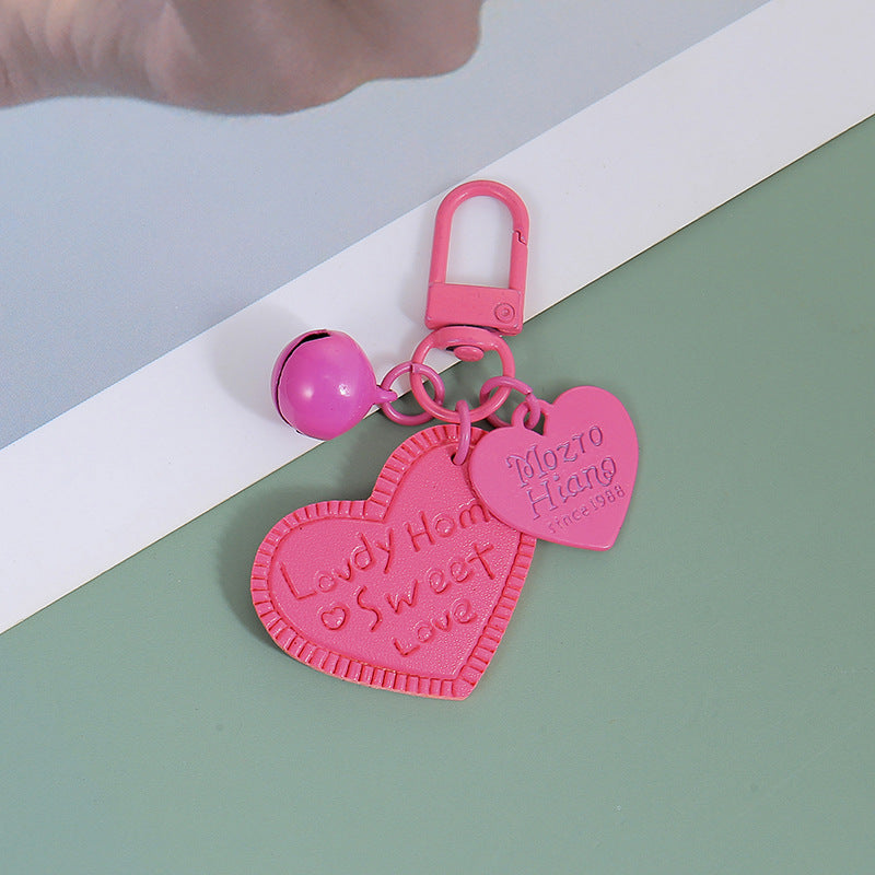 Wholesale Heart-shaped PU leather engraved love leather keychain