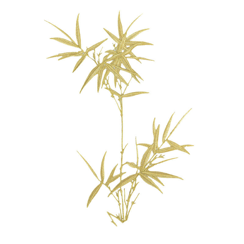 Wholesale Gold Embroidered Bamboo Patch Chinese Style Polyester Coat Decorative Repair Accessory