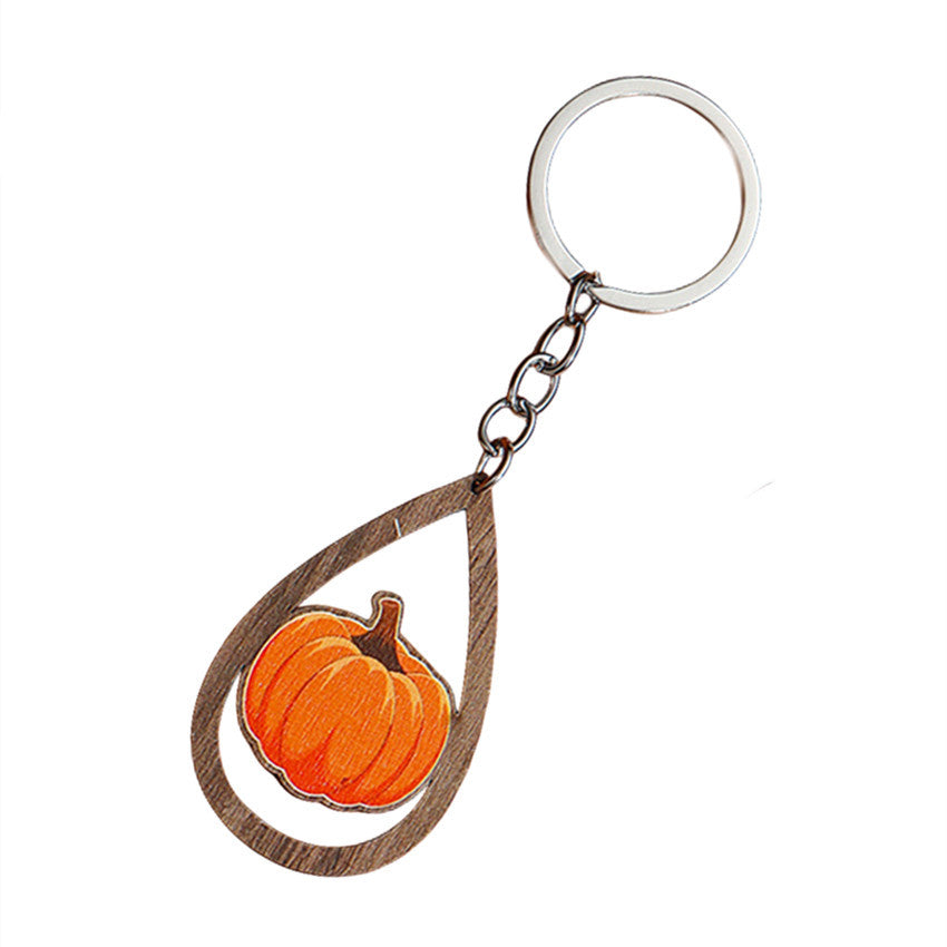 Wholesale Halloween Ghost Bat Pumpkin Candy Water Drop Wooden Keychain