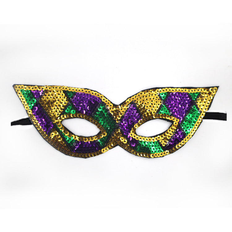 Wholesale Carnival Sequins Three Color Gold Purple Green Mask Makeup Party Eye Mask