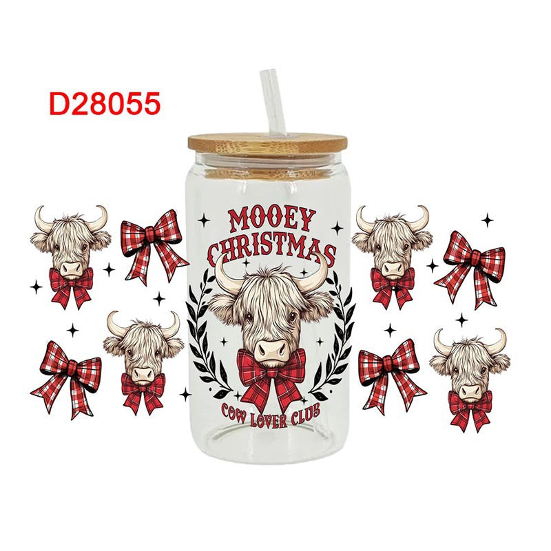 Wholesale Red Christmas Cartoon Series  16oz Cup UV DTF Wraps