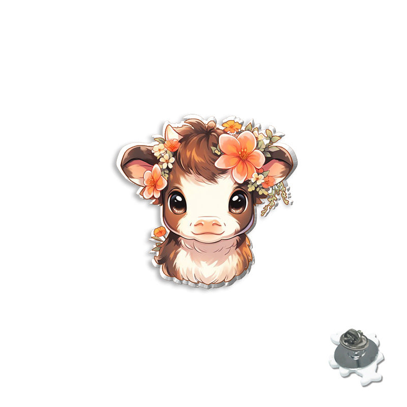 Wholesale Cartoon Cute Cow Brooch Acrylic Collar Pin