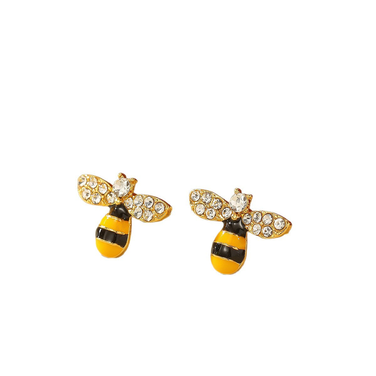 Wholesale Cute Diamond Bee Oil Color Earrings