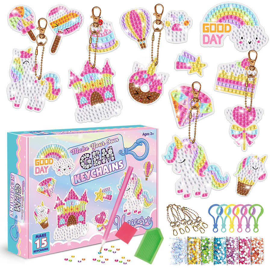 Wholesale Acrylic New 5d Bright Diamond DIY Handmade Diamond Painting Mermaid Unicorn Ice Cream Toy Keychain