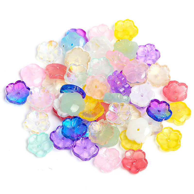 Wholesale 100pcs10mm Glass Transparent Petals Gradient Through Hole Beads DIY Spacer