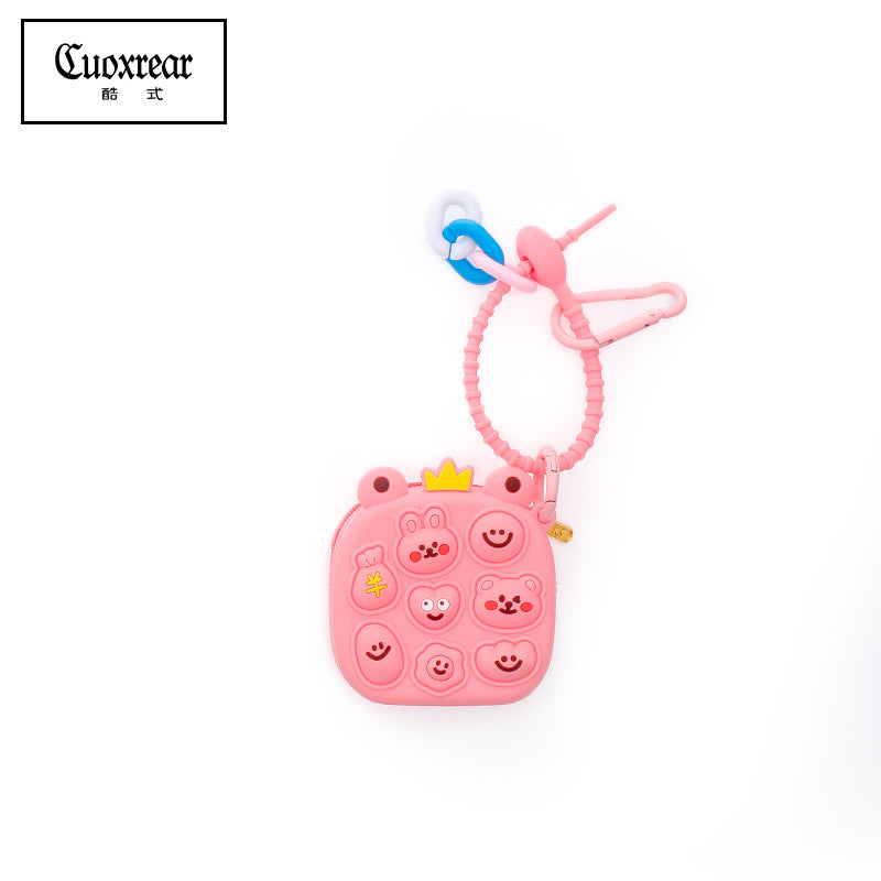 Wholesale Cute Unzipped Coin Purse Cartoon Silica gel Keychain