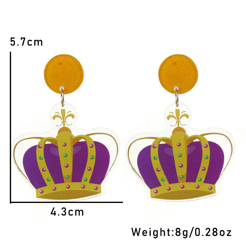 Wholesale Carnival Multi-layered Leaf  Mardi Gras Earrings