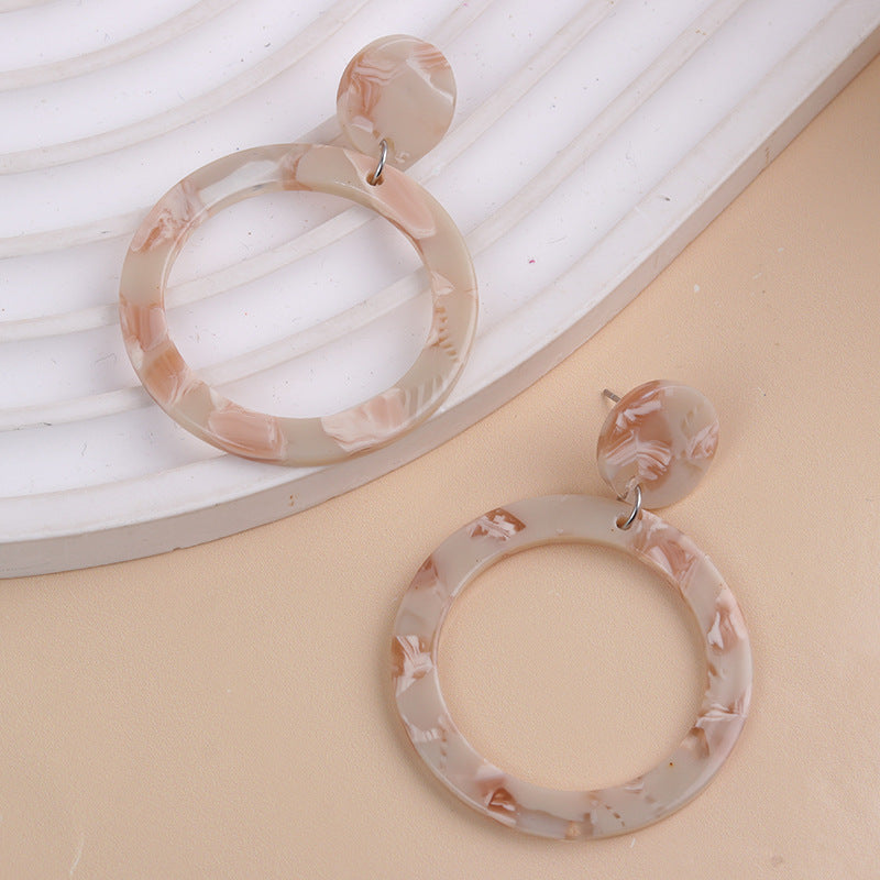 Wholesale Acetate plate colorful hollow round acrylic earrings retro leopard print earrings