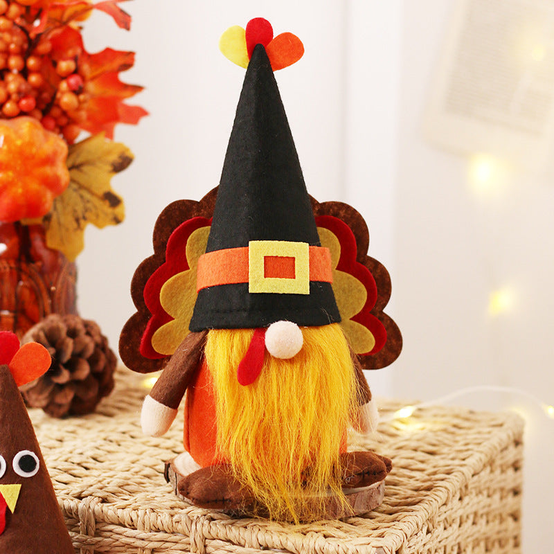 Wholesale Halloween Cute Style Turkey Faceless Old Man Doll Thanksgiving Doll Silk Cloth Ornaments