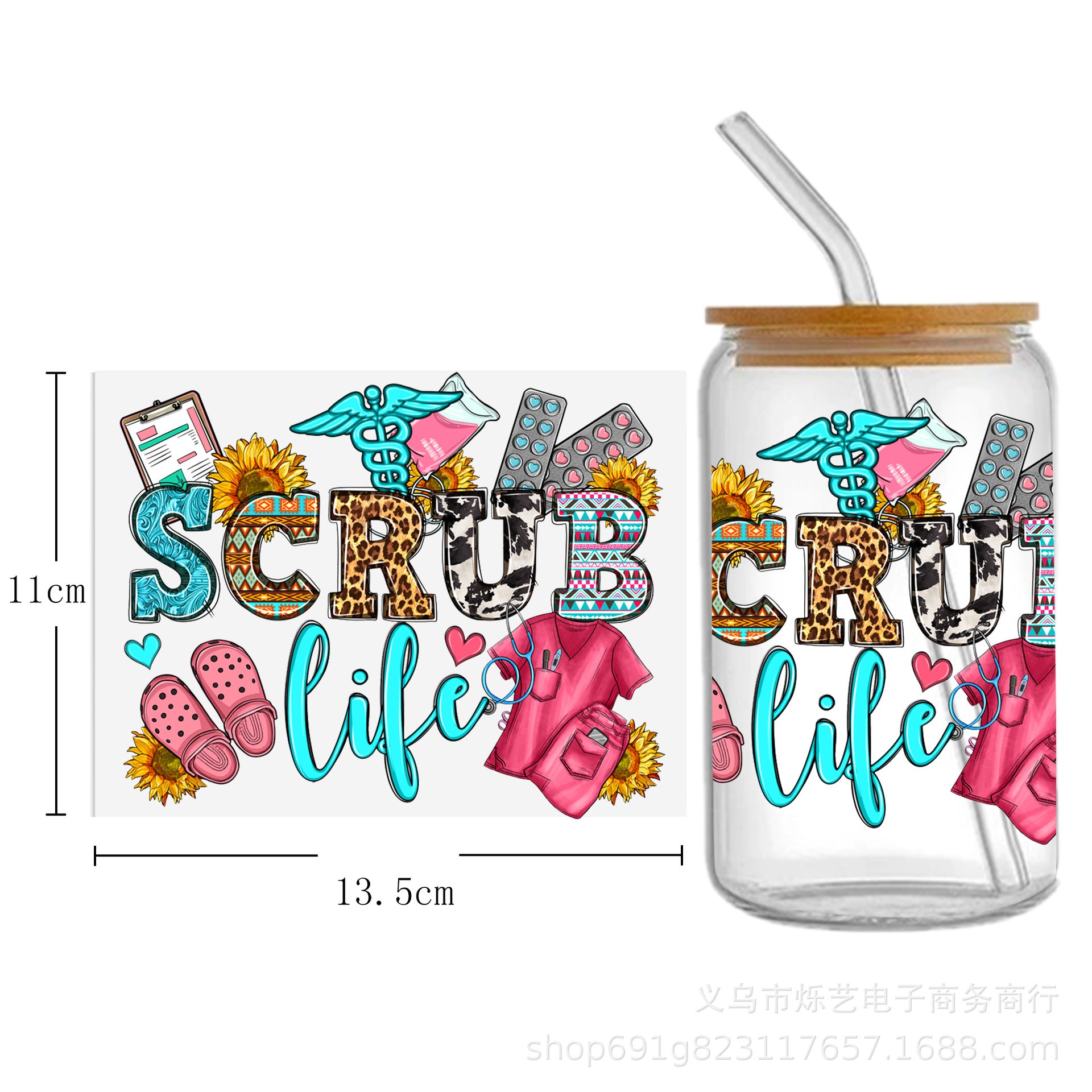 Wholesale Medical Nurse Doctor Health Series UV DTF Transfer Crystal Label Cup Sticker