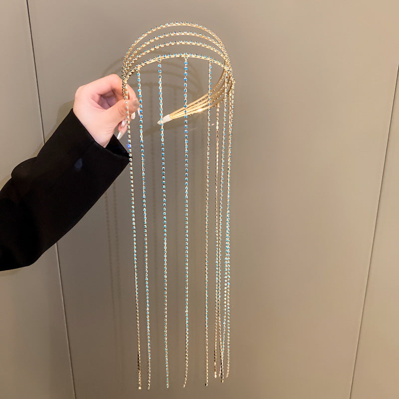 Wholesale Fashion Personality Diamond tassel multi-layer exaggerated design headband