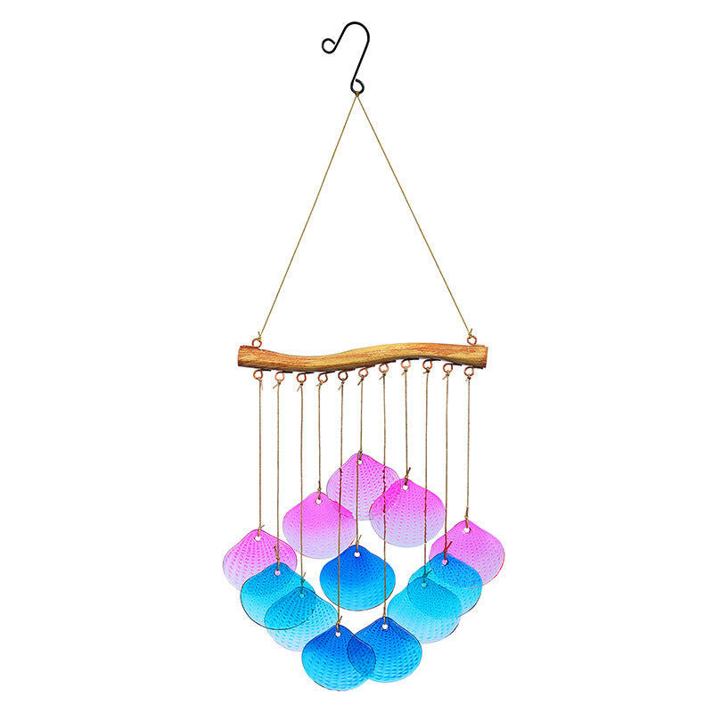 Wholesale Wind Chime Iron Art Hot Melt Colored Glass Fish Leaf Ornament
