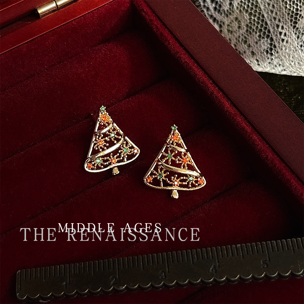 Wholesale Medieval Christmas Series Zircon Bell Bow Earrings