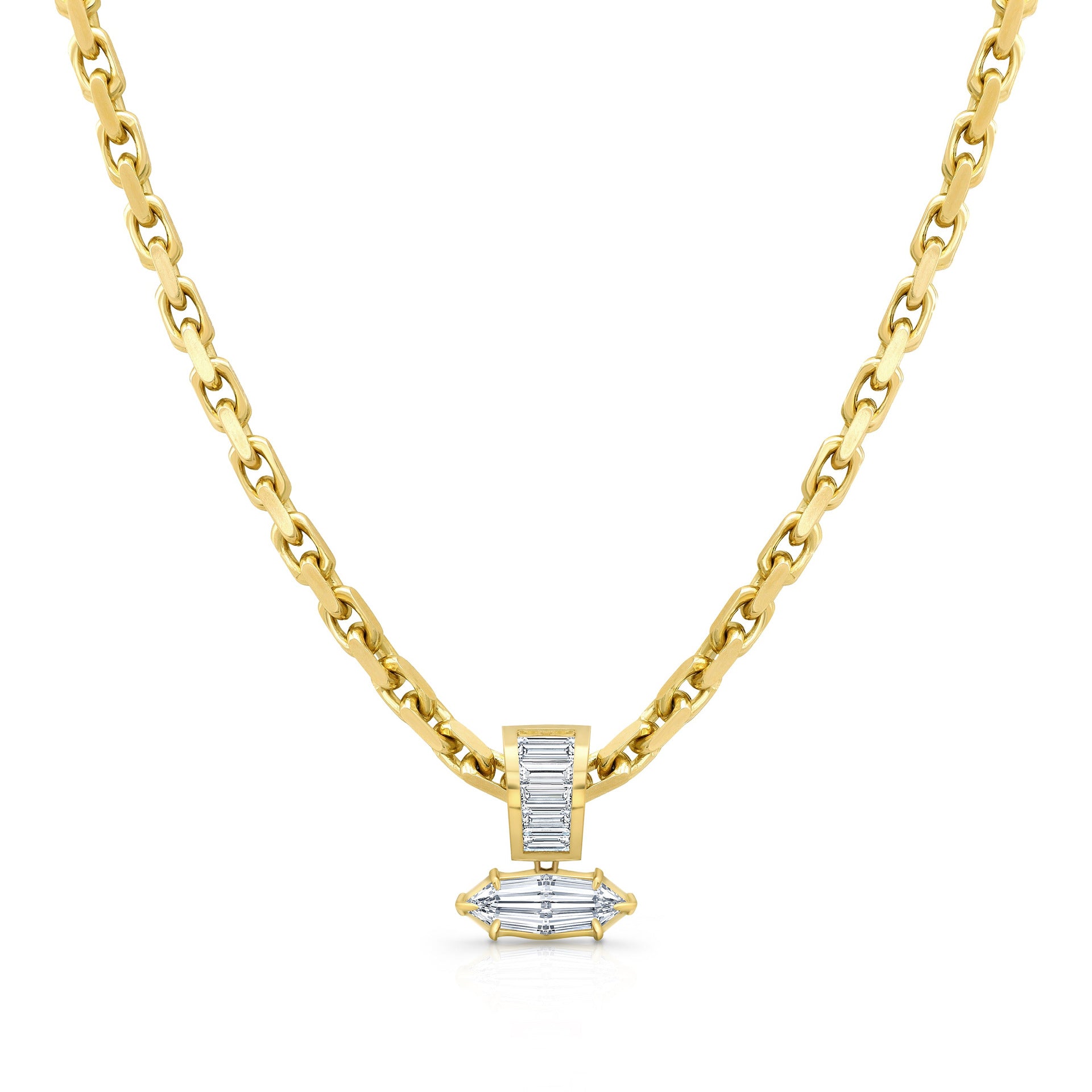 Wholesale Gold Tone Vintage Thick Chain Teardrop Pendant Necklace With Pear Zircon Layering Jewelry Fashion Accessory