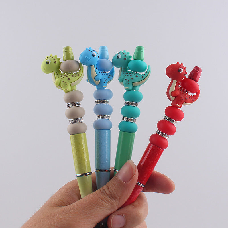 Wholesale Dinosaur Silicone Colorful Plastic  Beaded Pen
