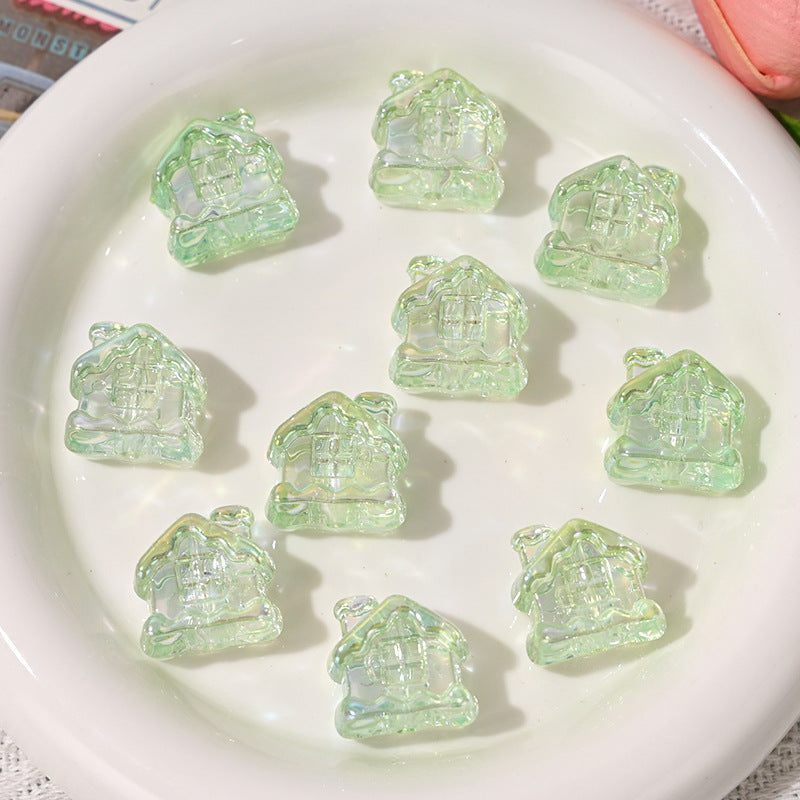 Wholesale 5pcs/pack Cartoon house straight hole beaded