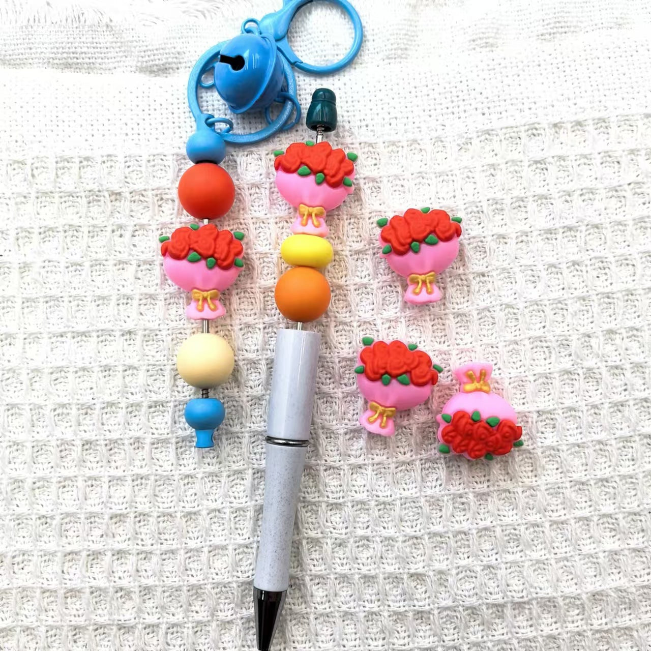 Wholesale 10pcs 3D Three-dimensional Valentine's Day Flower Silicone Beads