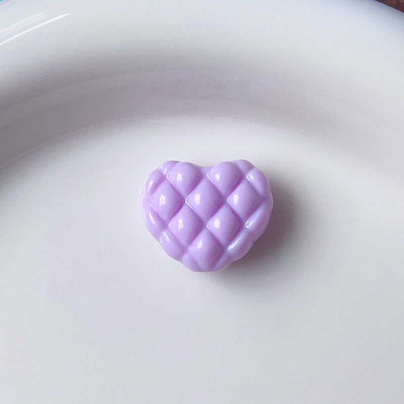 Wholesale 5pcs/pack  Checkered heart-shaped dopamine heart-shaped beads Acrylic Beads