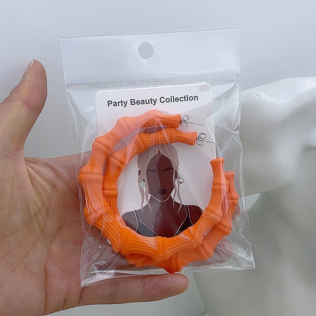 Wholesale Colorful Personalized Bamboo C Shape Acrylic Earrings