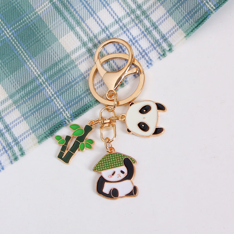 Wholesale of Chinese Style Panda Bamboo Metal Keychains