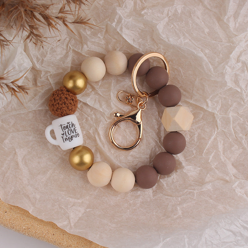 Wholesale Silicone Cup   Bracelet Teacher' s Day Wristlet Keychain