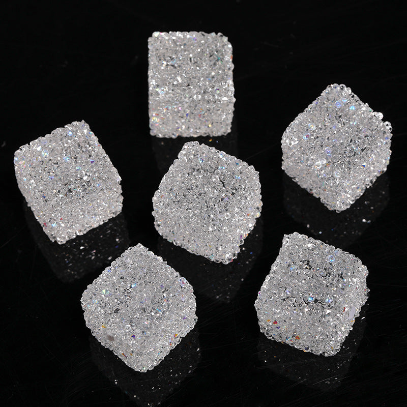 Wholesale 5pcs  Glittery candy-colored rhinestone soft candy square beads