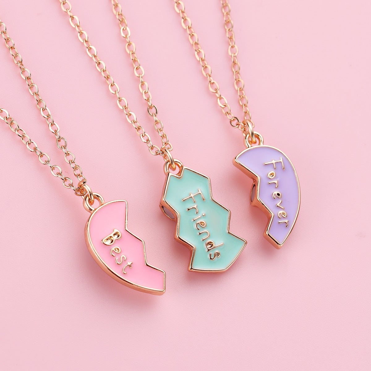 Wholesale love necklace good friend three-person necklace set