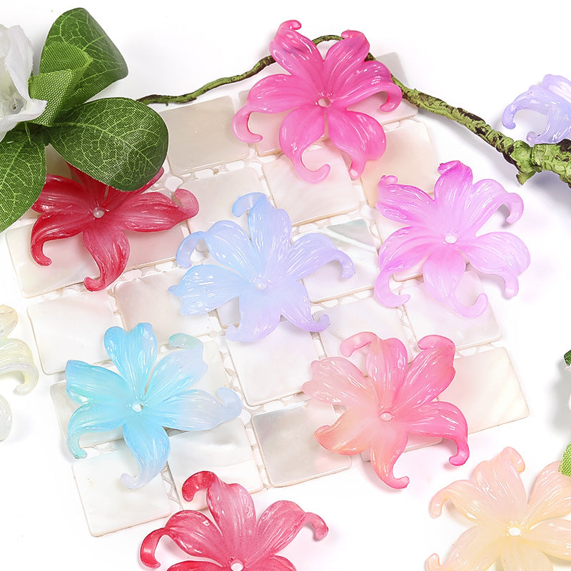 Wholesale 100pcs/pack Acrylic Iris Flower Torus Gradient Color Middle Hole Beads Spacer