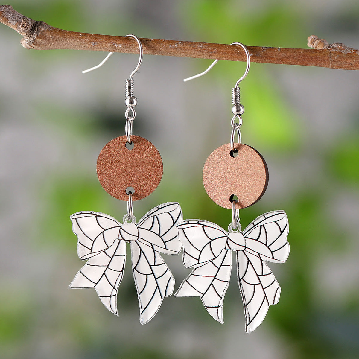 Wholesale New Sports Style Ball Bow Round Pieces Stitching Pendant Earrings Acrylic Earrings Gift